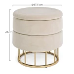 Okvir tabureja PAVLINA je iz MDFja in vezanega lesa, noga je zlata-kromirana. Prevleka je iz poliestra z žametnim učinkom. Polnilo je pena. Dimenzije: