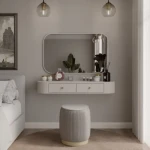 Toaletna miza OVARI je elegantna in kakovostna mizica. Odlično se poda v vsako spalnico, dekliško sobo, predprostor ali garderobo. Kombinacija sodobnega