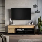 TV omara KVIN v sodobnem izgledu in modernem dizajnu. Odlična je za shranjevanje vseh nepotrebnih stvari, ki se nabirajo v dnevni sobi. Ima zanimiv dekor in