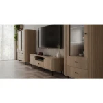 TV omarica OVARI 1, je moderen in eleganten kos pohištva. S svojo ovalno obliko se odlično poda v vsak prostor. Narejen je iz laminirane plošče debeline 16