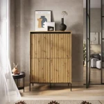 Visoka komoda TERA, ni le pohištvo, ki ponuja veliko prostora za shranjevanje, temveč vaši notranjosti doda tudi eleganco in slog. Visoka komoda ne bo le