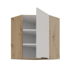 Kuhinjo SOLA je možno naročiti v kompletu (Kuhinjski bloki SOLA) ali pa po posameznih elementih po vaši izbiri. Zgornja kotna omara SOLA 60x60 72 1V je