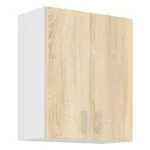 Zgornja omara ARA 60G je sestavljena iz fronte in korpusa iz MDF plošče, debeline 16 mm. Robovi so iz melamina. Ročaji so sivi. Na voljo je v barvi sonome