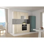 Zgornja omara ARA 80G je sestavljena iz fronte in korpusa iz MDF plošče, debeline 16 mm. Robovi so iz melamina. Na voljo je v barvi sonome in hrasta. Ročaji