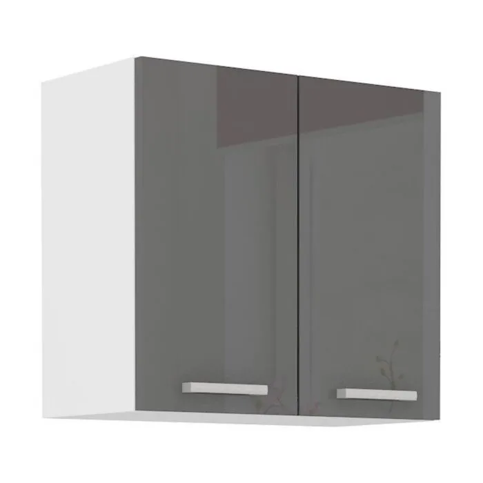 Zgornja omara SONJA 60G Zgornja omara SONJA 60G je dobavljiva v belo sivi kombinaciji. Korpusi so iz laminirane plošče debeline 18 mm.Ročaji so iz pvc-ja. Barva: - bela mat / siva