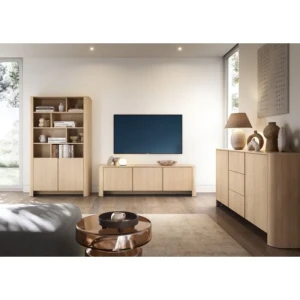 Dnevni regal BARBA hrast je sestavljen iz kar 3 kosov pohištva: TV regala, komode in regala. Dnevni regal BARBA je eleganten in preprost. S svojo obliko in