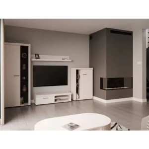 Dnevni regal RUBA bež je moderno oblikovan in elegantnega videza. Dnevni regal je izdelan v EU. Narejen je iz kakovostne laminirane plošče v bež barvi