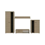 Dnevni regal RUBA svetli hrast je moderno oblikovan in elegantnega videza. Dnevni regal je izdelan v EU. Narejen je iz kakovostne laminirane plošče v svetli