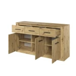 Odkrijte ravnovesje med funkcionalnostjo in estetiko z našo impresivno komodo JANITA 2. Ta elegantna komoda ne ponuja le praktičnega prostora za