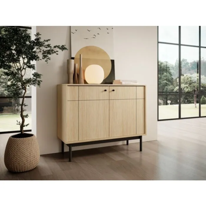 Komoda JAPONI 104 hrast je elegantna in preprosta. Odlično se poda v vsak dnevni prostor. Narejena je iz visokokakovostnih materialov, kar zagotavlja trdnost