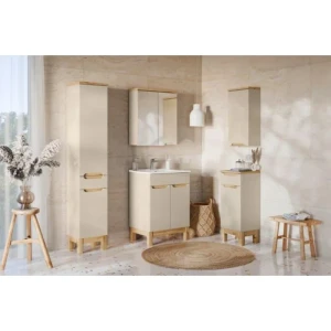 Kopalniški blok BORI 60 3 je hkrati enostaven in eleganten. Elementi so nežne kašmir barve v kombinaciji s hrastom, to je popolna kombinacija, ki se poda