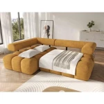 Kotna sedežna garnitura SABRINA je sodoben in funkcionalen kos pohištva, zasnovan z mislijo na vsakodnevno udobje in notranjo estetiko. Vzmetena z valovitimi