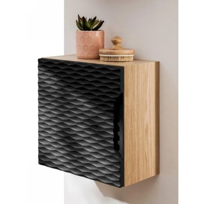 Kopalniški blok LUXY je možno naročiti v kompletu, ali pa po posameznih elementih po vaši izbiri. Kvadratna viseča omarica LUXY črna je modernega