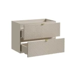 Kopalniški blok VIVERE je možno naročiti v kompletu, ali pa po posameznih elementih po vaši izbiri. Omarica za umivalnik VIVERE 80 je modernega dizajna. V