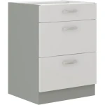 Kuhinjo ELITE je možno naročiti v kompletu (kuhinjski bloki ELITE) ali pa po posameznih elementih po vaši izbiri. Predalnik ELITE 60D 3P je sestavljen iz