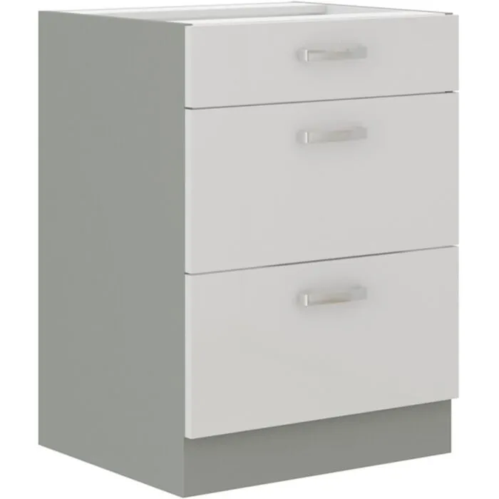 Kuhinjo ELITE je možno naročiti v kompletu (kuhinjski bloki ELITE) ali pa po posameznih elementih po vaši izbiri. Predalnik ELITE 60D 3P je sestavljen iz