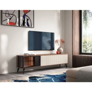 TV omarica VILMA je sodobna in elegantna. Narejena je iz kakovostnega MDF-ja in visokokakovostnega stekla. Zaradi svoje oblike in visokokakovostnih materialov