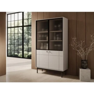 Vitrina JAPONI kašmir je elegantna in preprosta. Odlično se poda v vsak dnevni prostor. Narejena je iz visokokakovostnih materialov, kar zagotavlja trdnost