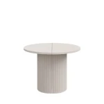 Raztegljive jedilna miza OVARI Fi 100 je elegantna in funkcionalna. Mizo se lahko raztegne iz dimenzija Fi 100 cm v dimenzijo 188 cm. Narejena je iz laminirane