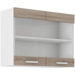 Zgornja steklena omara META je narejena iz kvalitetne laminirane plošče. Dobavljiv je v sonoma barvi. Korpusi so iz laminirane plošče debeline 16 mm.