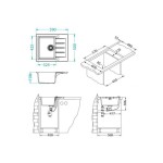 GRANITAL POMIVALNO KORITO ALVEUS CADIT 10, G81 CONCRETE 590X500 MM – dodatni pogled 1