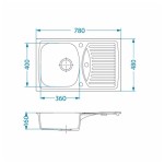 GRANITAL POMIVALNO KORITO ALVEUS RECORD 30 G55 P-U BA1 BEIGE 780X480 MM – dodatni pogled 2