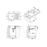 GRANITAL POMIVALNO KORITO ALVEUS RECORD 30, G91 CARBON 780X480 MM – dodatni pogled 1