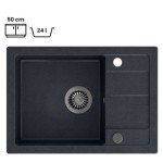 GRANITAL POMIVALNO KORITO QUADRON BEN 116 + KATE ČRN SET Z ARMATURO – crn
