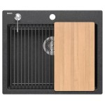GRANITAL POMIVALNO KORITO QUADRON KURT 110 + MAGGIE ČRN SET Z ARMATURO – crn