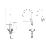GRANITAL POMIVALNO KORITO QUADRON KURT 110 + MAGGIE ČRN SET Z ARMATURO – crn