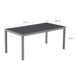 KOVINSKA MIZA NATERIAL DRIOS UMETNI RATAN ALU STEKLO, 172X90 TEMNO SIVA – dodatni pogled 5
