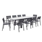 KOVINSKA MIZA NATERIAL LYRA II 4/10P ALU STEKLO 135/270X90 TEMNO SIVA – 410p 135270x90