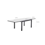 KOVINSKA MIZA NATERIAL LYRA II 4/10P ALU STEKLO 135/270X90 TEMNO SIVA – 410p 135270x90