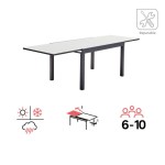 KOVINSKA MIZA NATERIAL LYRA II 4/10P ALU STEKLO 135/270X90 TEMNO SIVA – 410p 135270x90