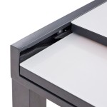 KOVINSKA MIZA NATERIAL LYRA II 4/10P ALU STEKLO 135/270X90 TEMNO SIVA – 410p 135270x90