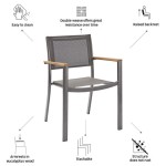 JEDILNI NASLONJAČ ORIS FIX ALU + TEKSTILEN + EVKALIPTUS – kovinski stol naterial temno siv