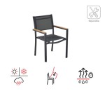 KOVINSKI STOL NATERIAL PERSEA ALU TEKSTILEN 2X1 TEMNO SIV – dodatni pogled 4