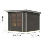 LESENA VRTNA HIŠKA KARIBU JUPITER 3.5 B TERRA SIVA 242X242X211 – hiska
