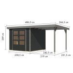 LESENA VRTNA HIŠKA KARIBU JUPITER 3.5 C + 2.4 M PRIZIDEK SIVA – hiska