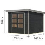 LESENA VRTNA HIŠKA KARIBU JUPITER 3.5 C 242X242X211 SIVA – hiska