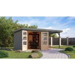 LESENA VRTNA HIŠKA KARIBU JUPITER 3.5 D + 2.4 M PRIZIDEK SIVA – hiska