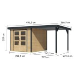 LESENA VRTNA HIŠKA KARIBU JUPITER 3.5 NARAVNA 242X242X211 A-ANTRACIT – hiska