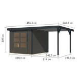 LESENA VRTNA HIŠKA KARIBU JUPITER 3.5 TERRA SIVA 242X242X211 B-ANTRACIT – hiska
