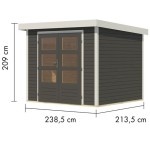 LESENA VRTNA HIŠKA KARIBU JUPITER 3 B TERRA SIVA 242X217X211 – hiska