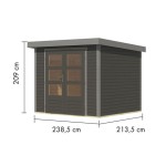 LESENA VRTNA HIŠKA KARIBU JUPITER 3 B TERRA SIVA 242X217X211 – hiska