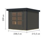 LESENA VRTNA HIŠKA KARIBU JUPITER 3 B TERRA SIVA 242X217X211 – hiska