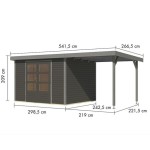 LESENA VRTNA HIŠKA KARIBU JUPITER 5 B + 2.4 M PRIZIDEK SIVA – hiska