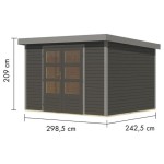 LESENA VRTNA HIŠKA KARIBU JUPITER 5 B 302X242X211 SIVA – hiska