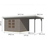 LESENA VRTNA HIŠKA KARIBU JUPITER 5 D + 2.4 M PRIZIDEK SIVA – hiska