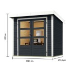 LESENA VRTNA HIŠKA KARIBU JUPITER C 209X214X218 BELI OKVIR – hiska